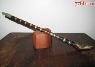 清代和田玉烟嘴黄杨锅烟袋