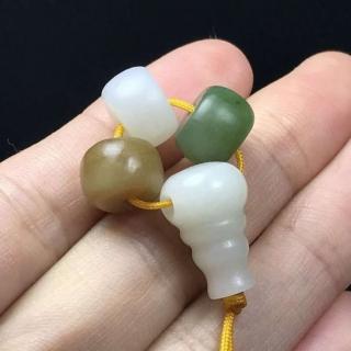 新疆和田玉文玩配饰三通佛头顶珠腰珠.一体diy白玉手工玉石碧玉