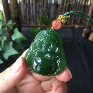 珪宝和田玉弥勒佛吊坠女款玉坠大肚佛公玉佩新疆碧玉冰种笑佛玉石挂件